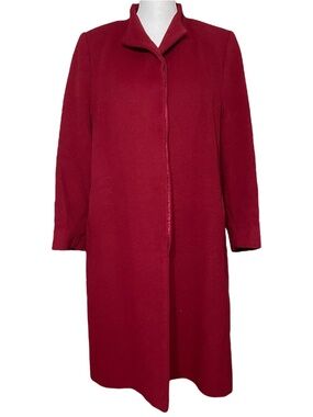 Fleurette Cashmere Coat 14 Vintage Union Made Burgundy Red Wool Long Trench